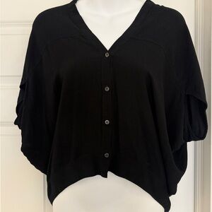 Like New Helmut Lang Black Batwing V-Neck Button Up Dolman Blouse - P / XS